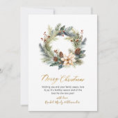 Élégant Script Wreath Green Carte de Noël (Devant)