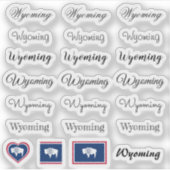 Elegant script Wyoming & Wyoming Flag /name Set Sticker (Voorkant)