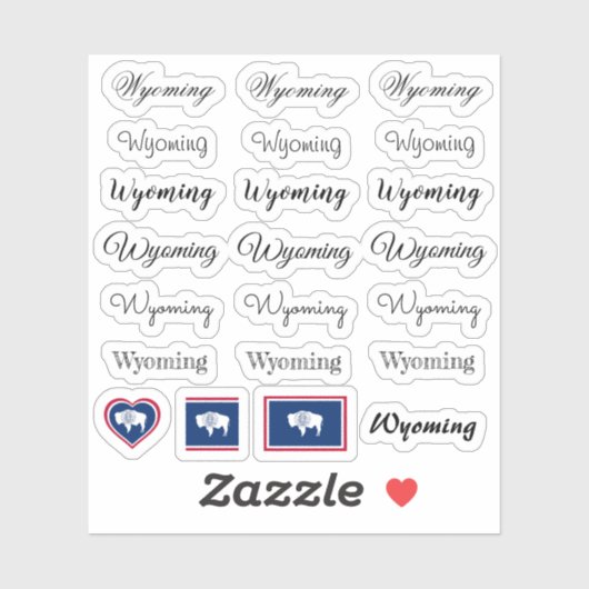 Elegant script Wyoming & Wyoming Flag /name Set Sticker (Vel)