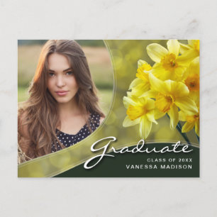 Elegant Script Yellow Flowers   Modern Photo Afstu Briefkaart