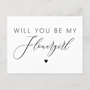 elegant script zal je mijn bloemmeisje zijn briefkaart