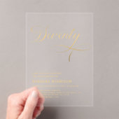Elegant script Zeventig Zwart Goud 70ste Verjaarda Acryl Uitnodigingen (Insitu (Draagbaar))