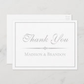 Elegant script Zilver Minimalistische bruiloft Bed Briefkaart (Voorkant / Achterkant)