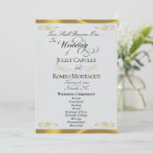 Elegant Script - Zilver Parel/Gouden Bruiloft Programma (Staand voorkant)