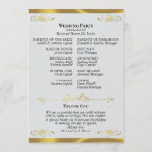 Elegant Script - Zilver Parel/Gouden Bruiloft Programma (Achterkant)