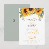 Elegant Script Zonnebloem Bruiloft Save the Date (Voorkant / Achterkant)
