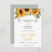 Elegant Script Zonnebloem Bruiloft Save the Date (Voorkant / Achterkant)