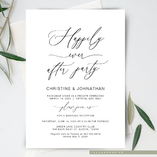 Elegant Script, zwart, bruiloft Elopement Kaart