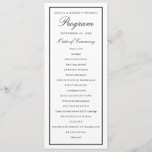Elegant Script Zwart Dikke Rand Huwelijksprogramma Programma