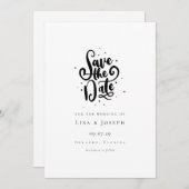 Elegant Script Zwart en Wit Save the Date (Voorkant / Achterkant)