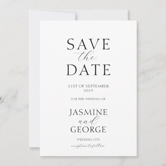 Elegant Script Zwart en Wit Save The Date (Voorkant)