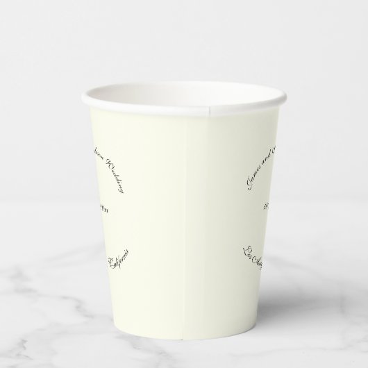 Elegant script zwart ivoor gebogen namen bruiloft papieren bekers (Rechts)