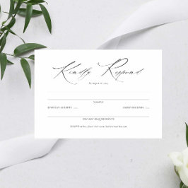 Elegant Script Zwart-wit Bruiloft Eenvoudige RSVP