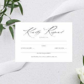 Elegant Script Zwart-wit Bruiloft Eenvoudige RSVP Kaartje