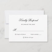 Elegant Script Zwart-wit bruiloft RSVP (Voorkant)