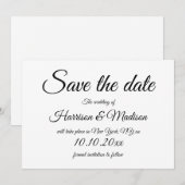 Elegant script zwart-wit Bruiloft Save The Da Date (Voorkant / Achterkant)