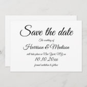 Elegant script zwart-wit Bruiloft Save The Da Save The Date (Voorkant / Achterkant)