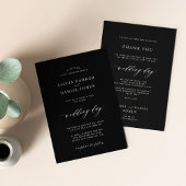 Elegant script zwart-wit, eenvoudig huwelijk bedankkaart