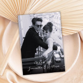 Elegant Script Zwart Wit Foto Bruiloft Bedankt