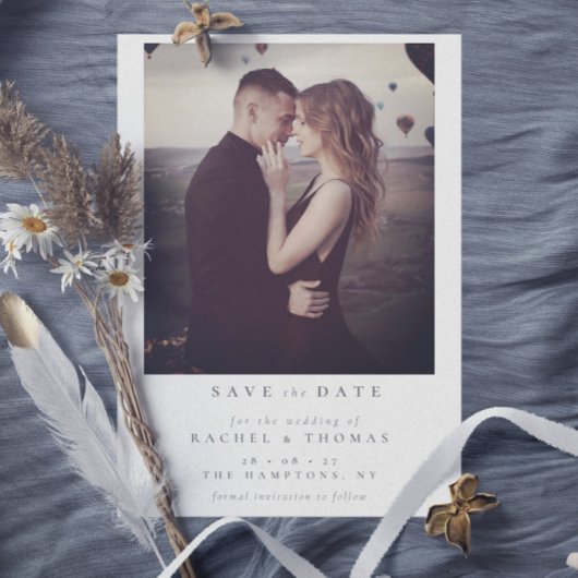 Elegant Script Zwart Wit Foto Bruiloft Save The Date