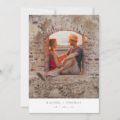 Elegant Script Zwart Wit Foto bruiloft Save the Ro Date (Voorkant)