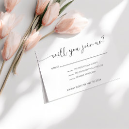 Elegant Script Zwart-wit Ga je met ons mee RSVP Kaartje