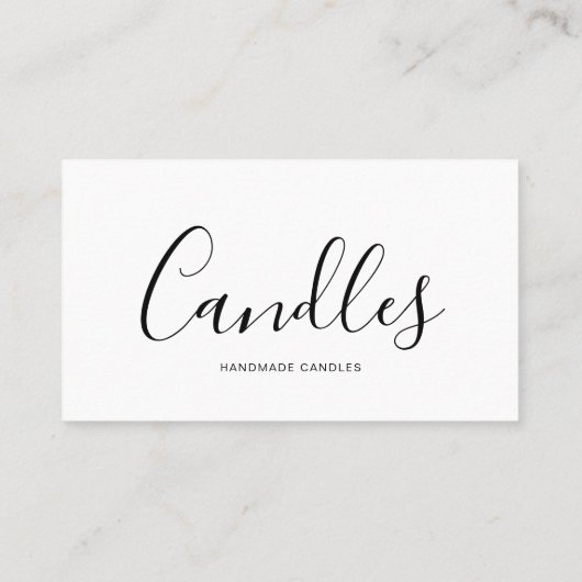 Elegant Script Zwart Wit Handgemaakte Kaars Maker Visitekaartje (Achterkant)