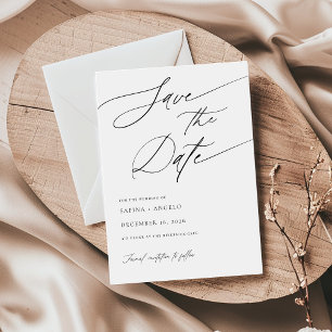 Elegant Script Zwart-wit Klassieke bruiloft Save The Date