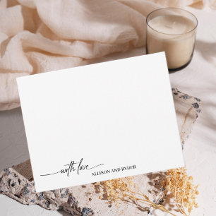 Elegant Script Zwart Wit met Liefde Dank Je Notitiekaartje
