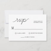 Elegant Script Zwart & Wit Minimal Wedding RSVP Kaartje (Voorkant)