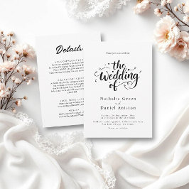 Elegant Script Zwart-wit Moderne bruiloft Kaart