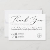 Elegant script zwart-wit orde dank u bedankkaart (Voorkant)