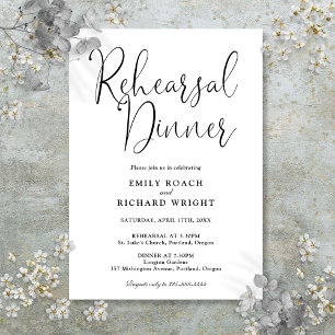 Elegant script zwart-wit proef diner kaart