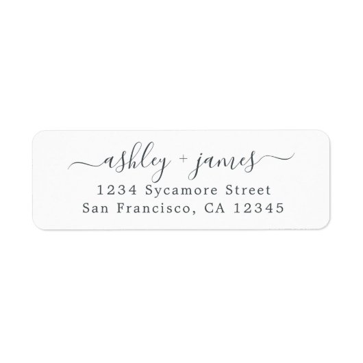 Elegant Script Zwart Wit Retouradres Label (Voorkant)