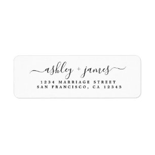 Elegant Script Zwart Wit Trouw Retouradres Etiket