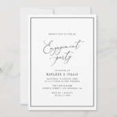 Elegant script zwart-wit verlovingsfeest kaart (Voorkant)