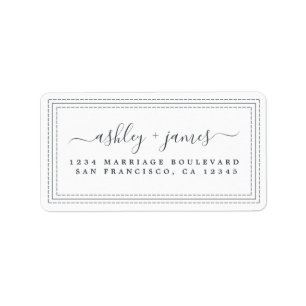Elegant Script Zwart Witte Huwelijksretouradres Etiket