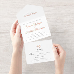 Elegant Script Zwart Witte Roze Gouden Folie Bruil All In One Uitnodiging