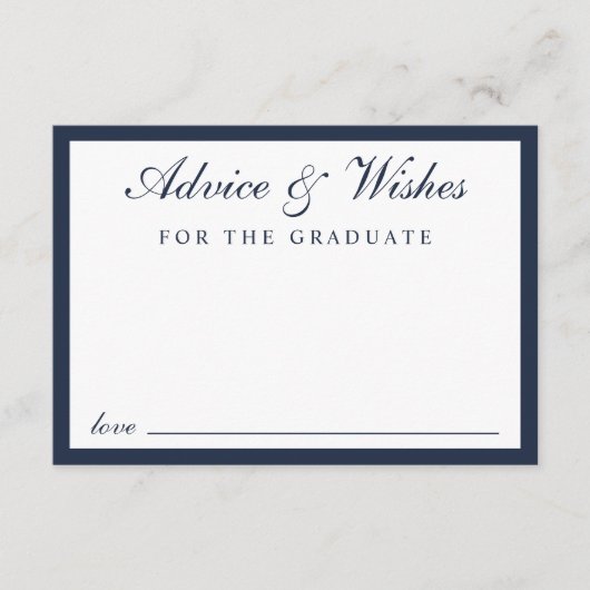 Elegant scriptadvies wenst blauw goud Afstuderen Informatiekaartje (Voorkant)