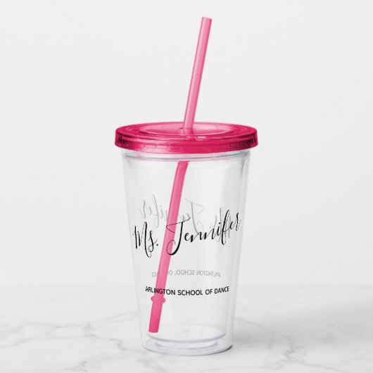 Elegant Scripted Dance Teacher Acryl Drinkbeker (Achterkant)