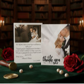 Elegant Scripted Wedding Thank You Card W Note Bedankkaart