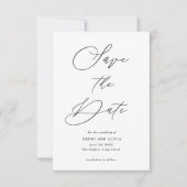 Elegant scriptfoto aan achterzijde, petite trouwka save the date (Voorkant)