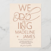 ELEGANT Scripting Rustic Tan Wedding Folie Uitnodiging (Voorkant)