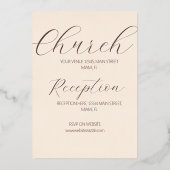 ELEGANT Scripting Rustic Tan Wedding Folie Uitnodiging (Achterkant)