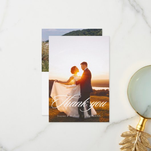 Elegant Scripting Wedding Dank u Kaart W Nota (Voorkant / Achterkant in situ)