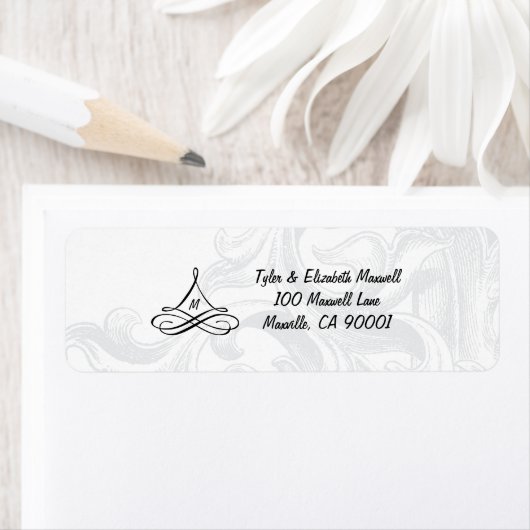 Elegant Scroll Adresetiketten Etiket (Insitu)