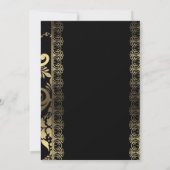 Elegant Scroll Black en Gold Kaart (Achterkant)