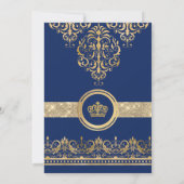 Elegant Scroll Prince Baby shower Uitnodiging (Achterkant)