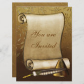 Elegant Scroll, Quill en Inkwell Kaart (Voorkant / Achterkant)