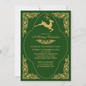 Elegant Scroll Reindeer Kerstfeest Uitnodiging (Voorkant)